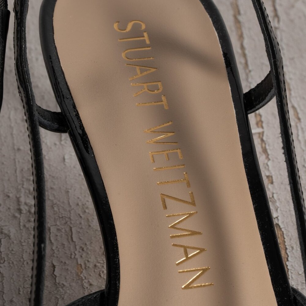 Stuart Weitzman Womens Mondrian 50 Slingback Color Black/Flannel Size 8 B - Picture 7 of 11